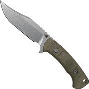 Rick Hinderer Ranch Bowie Green Canvas Micarta, Stonewashed, coltello bowie