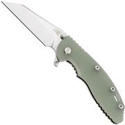 Rick Hinderer XM-18 3.5" S45VN Wharncliffe Fatty Tri-Way, Stonewashed, Translucent Green G10, navalha