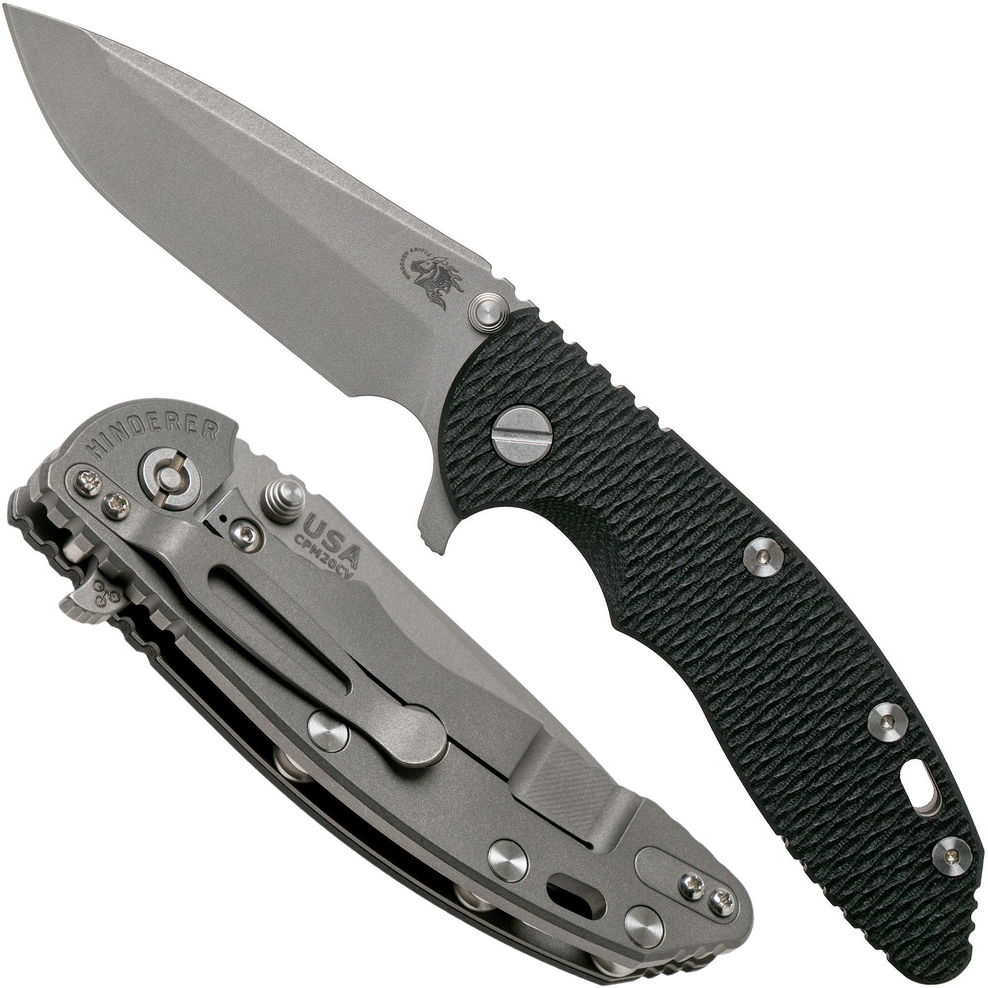 Rick Hinderer XM-18 3.5" Spanto 20CV, Working Finish, black G10 pocket knife