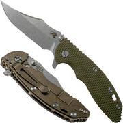 Rick Hinderer XM-18 3.5 Bowie 20CV Stonewash Bronze, OD Green G10 pocket knife