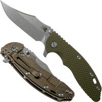 Afbeelding voor Rick Hinderer XM-18 3.5 Bowie 20CV Stonewash Bronze, OD Green G10 zakmes