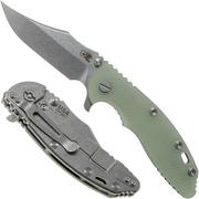 Rick Hinderer XM-18 3.5 Bowie 20CV Stonewash, Transparent Green G10 pocket knife