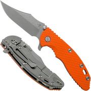 Rick Hinderer XM-18 3.5 Bowie 20CV Working Finish, Orange G10 pocket knife