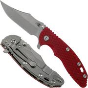 Rick Hinderer XM-18 3.5 Bowie 20CV Working Finish, Red G10 pocket knife