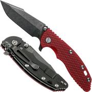 Rick Hinderer XM-18 3.5" Harpoon Spanto Blackwashed S35VN, Red G10 couteau de poche