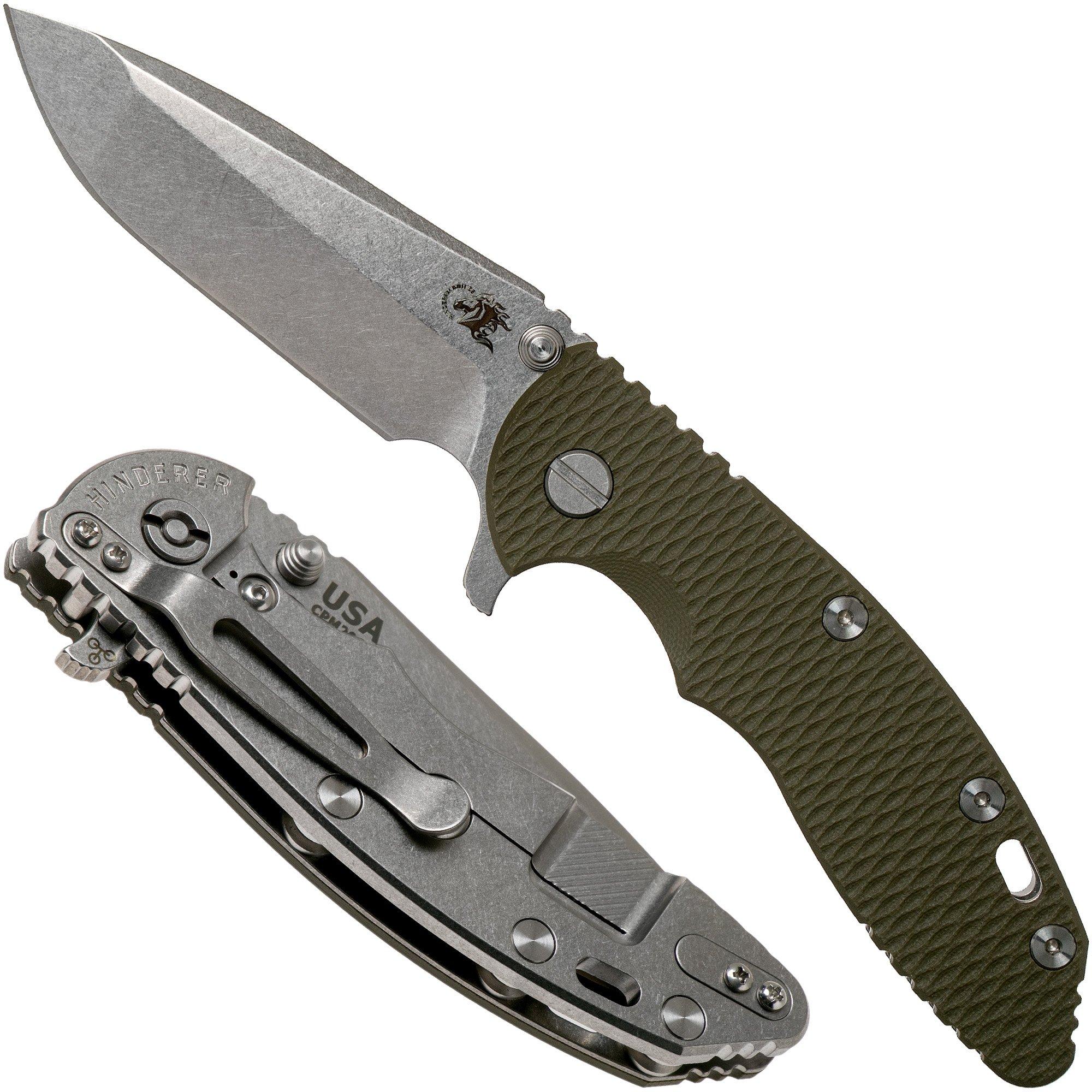 Rick Hinderer XM-18 3.5" Spanto 20CV, od green G10 pocket knife