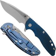 Rick Hinderer XM18 3.5” Recurve, CPM 20CV, Stonewash, Blue Black G10, coltello da tasca