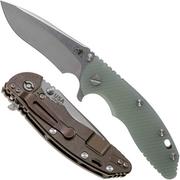 Rick Hinderer XM-18 3.5" Recurve, CPM 20CV, Stonewash, Bronze, Translucent G10, navalha