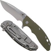 Rick Hinderer XM18 3.5” Recurve, CPM 20CV, Stonewash, OD Green G10, coltello da tasca