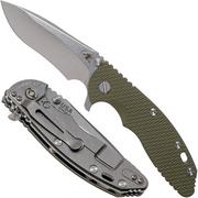 Rick Hinderer XM18 3.5” Recurve, CPM 20CV, Stonewash, OD Green G10, navaja