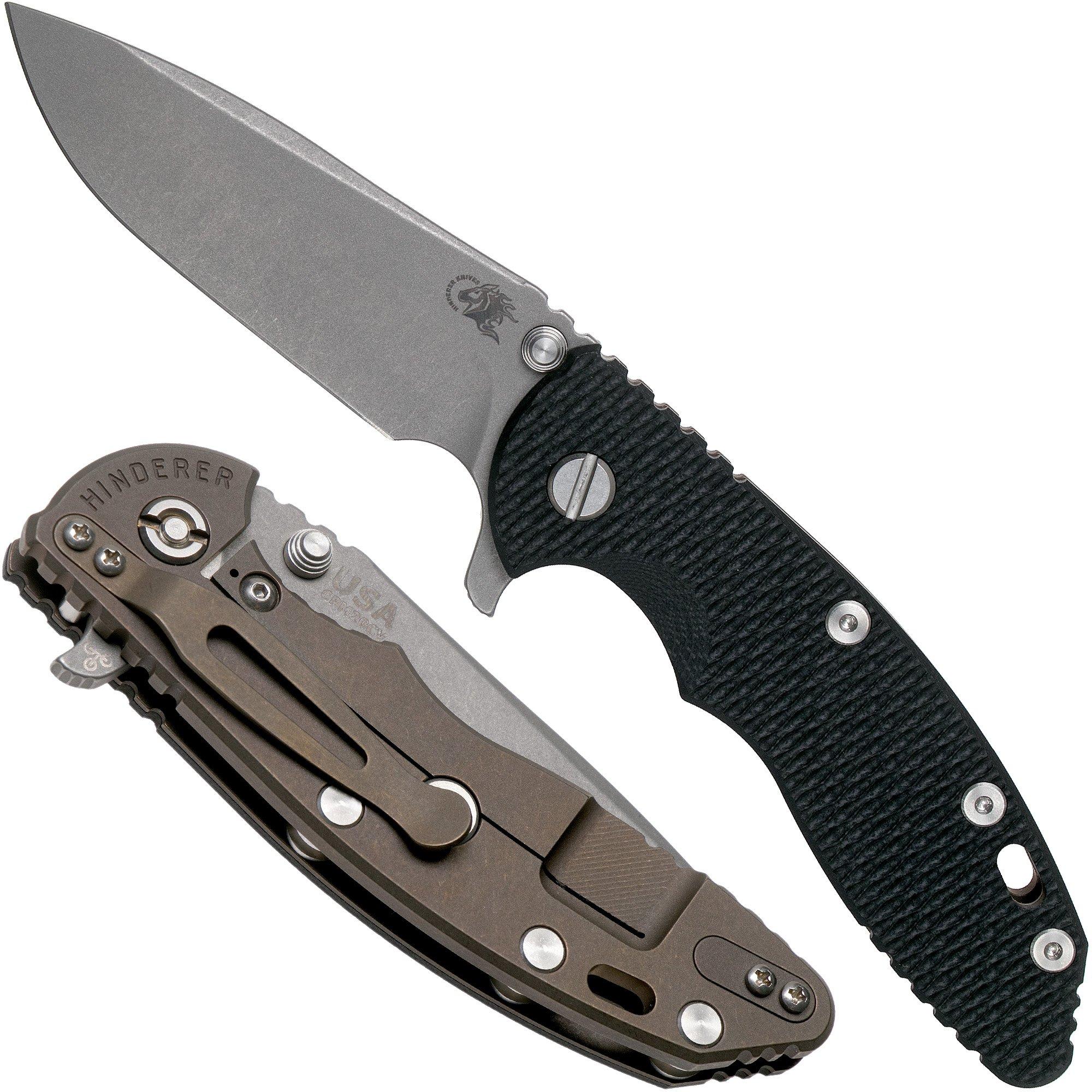 Nóż składany Rick Hinderer XM-18 3,5" Spearpoint CPM 20CV Stonewash, Battle Bronze, Black G10
