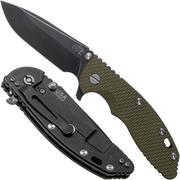 Rick Hinderer XM18 3,5” Spearpoint CPM 20CV Blackwash, Battle Black, OD-Green G10, pocket knife