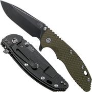 Rick Hinderer XM18 3,5” Spearpoint CPM 20CV Blackwash, Battle Black, OD-Green G10, coltello da tasca