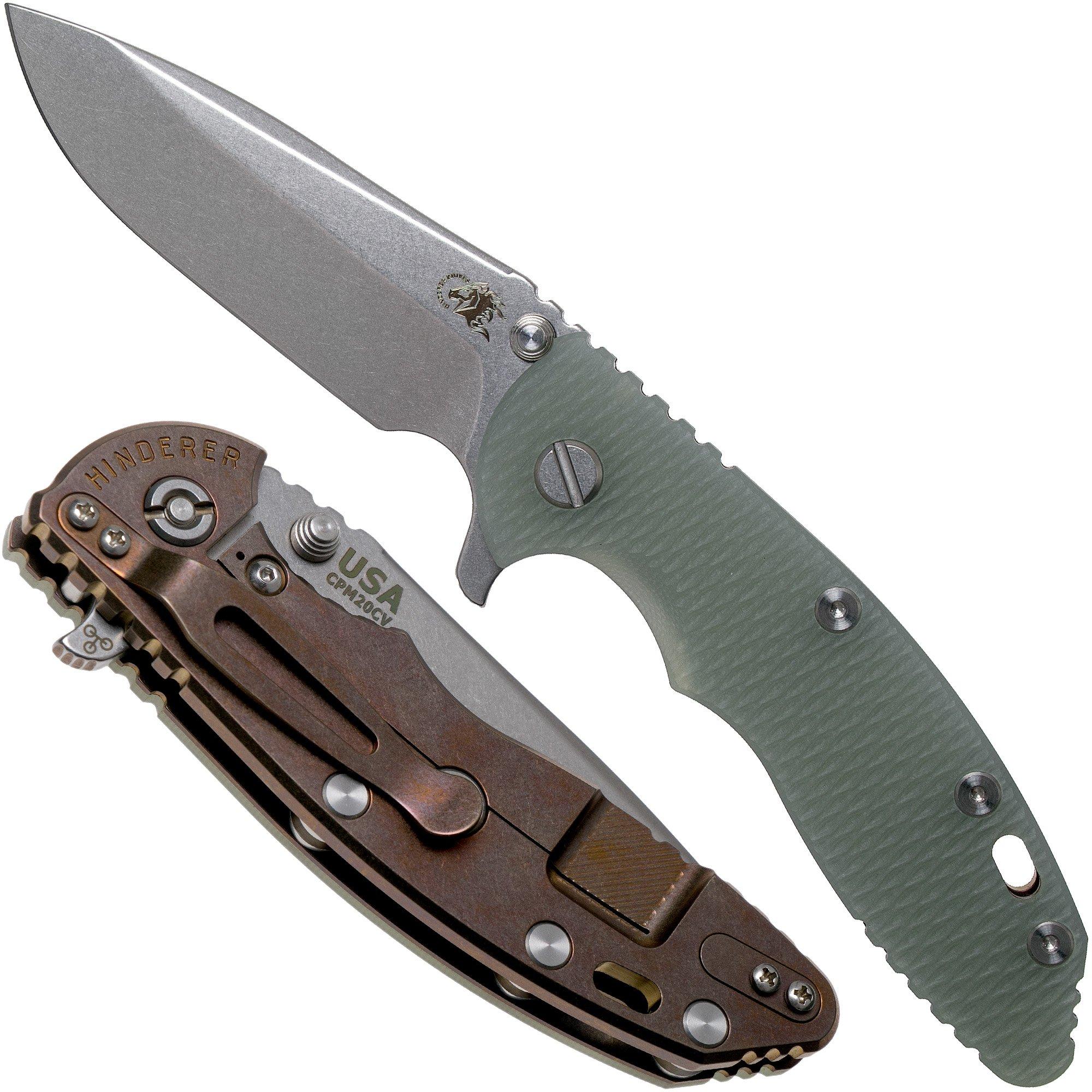 Rick Hinderer XM18 3,5” Spearpoint CPM 20CV Stonewash, Bronze, Translucent  G10, pocket knife | Advantageously shopping at Knivesandtools.com