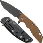 Rick Hinderer XM18 3,5” Slicer CPM 20CV Battle Black DLC, Coyote Brown G10, couteau de poche