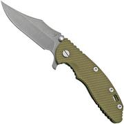 Rick Hinderer XM-18 3.5, S45VN, Bowie Working Finish, OD Green G10, couteau de poche