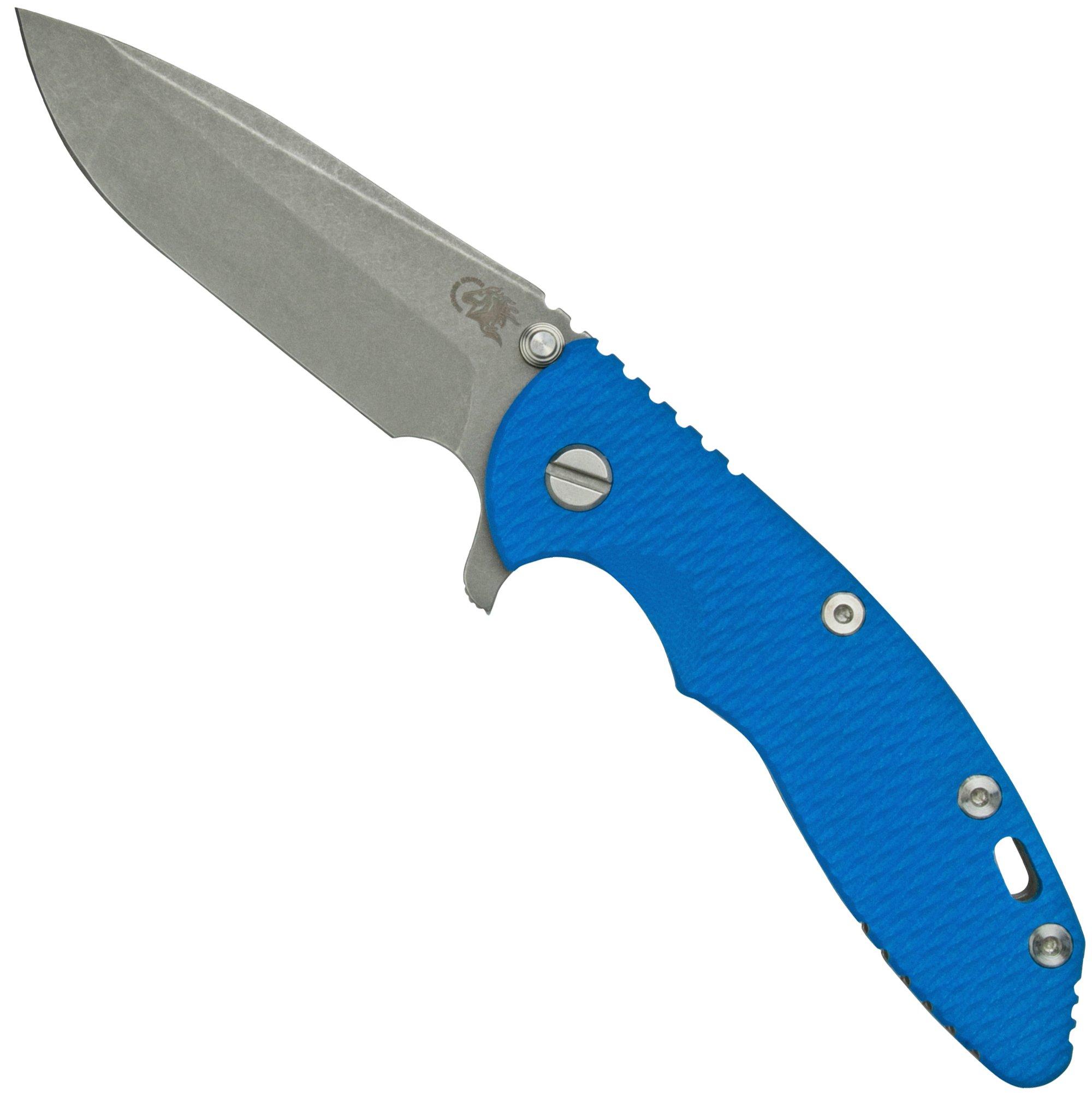 Rick Hinderer XM-18 3.5" Spanto S45VN Working Finish, G10 blau, CPM S45VN Taschenmesser
