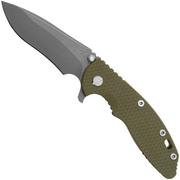 Rick Hinderer XM-18, 3.5" Recurve Tri-way Battle Bronze Green G10, pocket knife