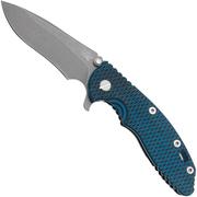 Rick Hinderer XM-18, 3.5" Recurve Tri-way Battle Blue, Blue/Black G10, navalha