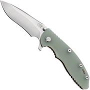 Rick Hinderer XM-18, 3.5" Recurve Tri-way Stonewash Bronze Translucent Green G10, navalha