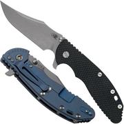 Rick Hinderer XM-24 4” Bowie, CPM 20CV, Battle Blue, Black G10 coltello da tasca