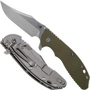 Rick Hinderer XM-24 4” Bowie, CPM 20CV, Stonewashed, OD Green G10 navaja