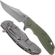 Rick Hinderer XM-24 4” Bowie, CPM 20CV, Stonewashed, Translucent Green G10 pocket knife