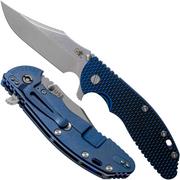 Rick Hinderer XM-24 4” Bowie, CPM 20CV, Stonewashed Blue, Blue Black G10 navaja