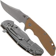 Rick Hinderer XM-24 4” Bowie, CPM 20CV, Working Finish, Coyote G10 couteau de poche