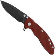 Rick Hinderer XM18 3.5 Skinny Slicer Magnacut Black DLC Red G10, pocket knife