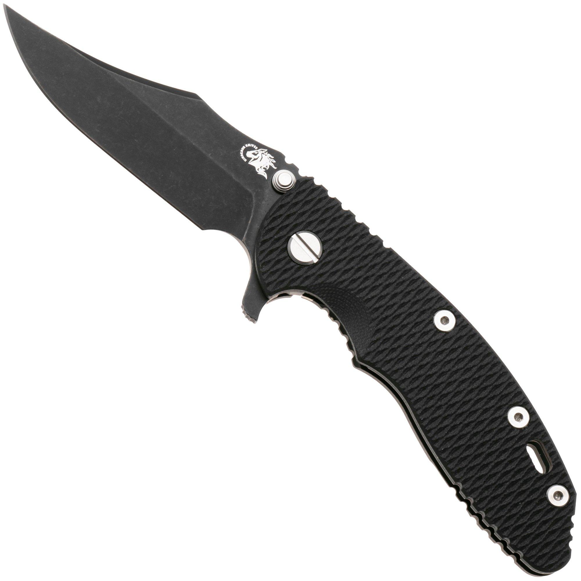 Rick Hinderer XM-18 3.5, Battle Black CPM MagnaCut Bowie, Black G10 pocket knife