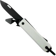 The James Brand Ellis, white G10 + black pocket knife