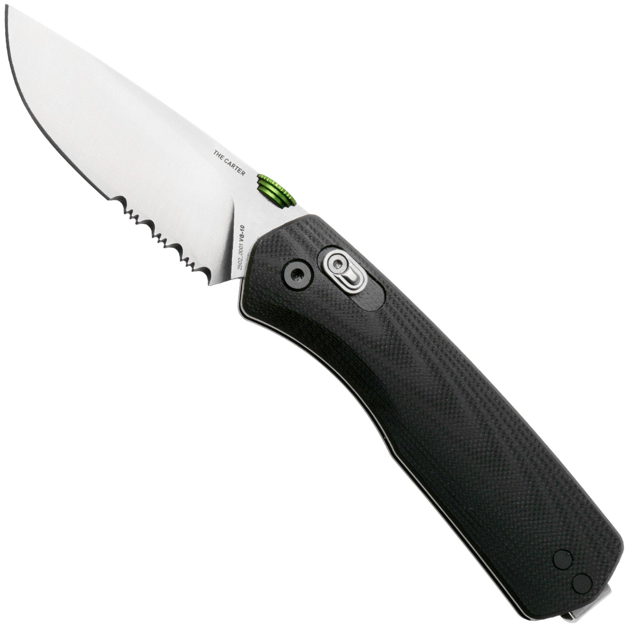 The James Brand The Carter 108114-01 Serrated VG10, Black G10, zakmes