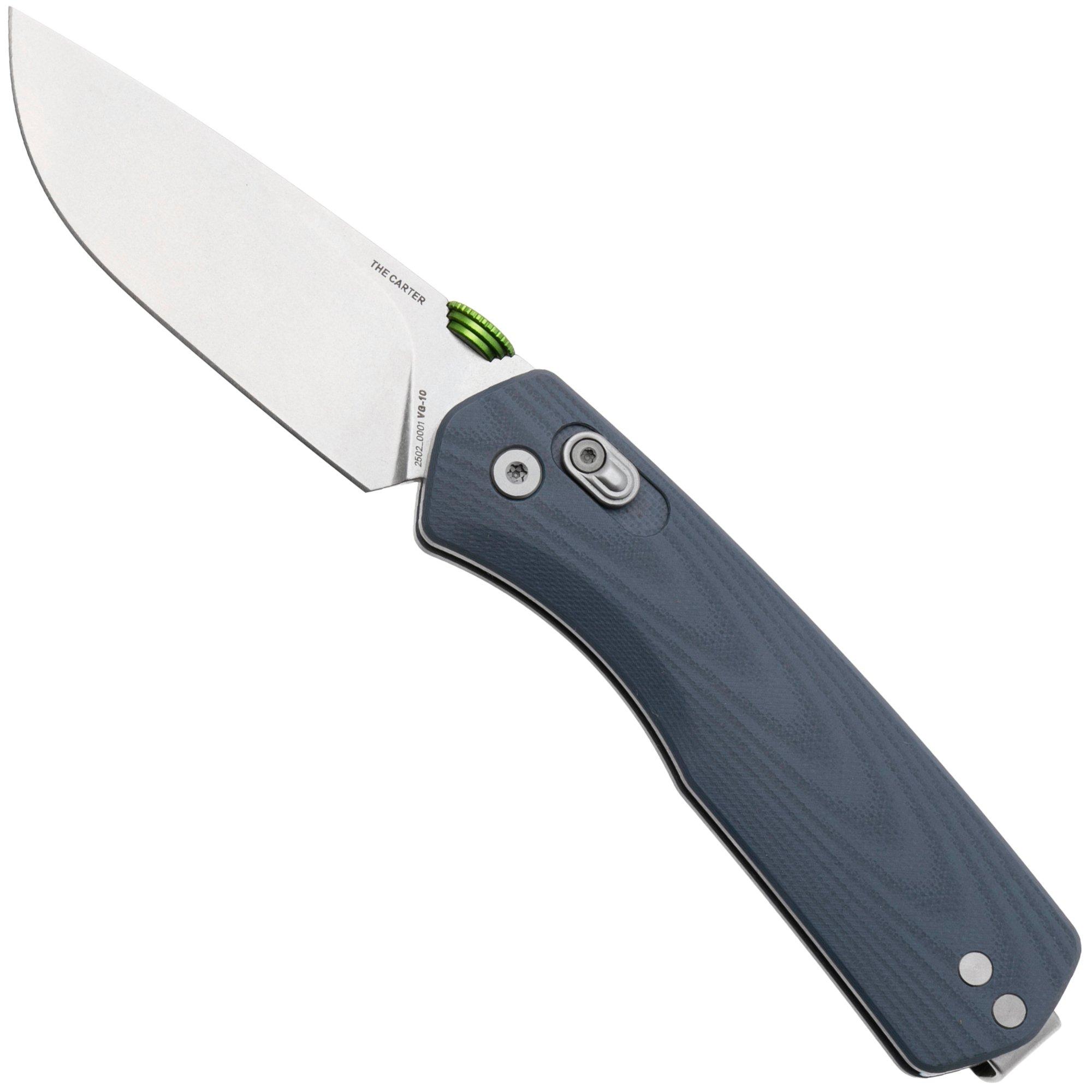 The James Brand The Carter KN108254-00, Stonewashed VG-10, Tidal Blue G10 pocket knife