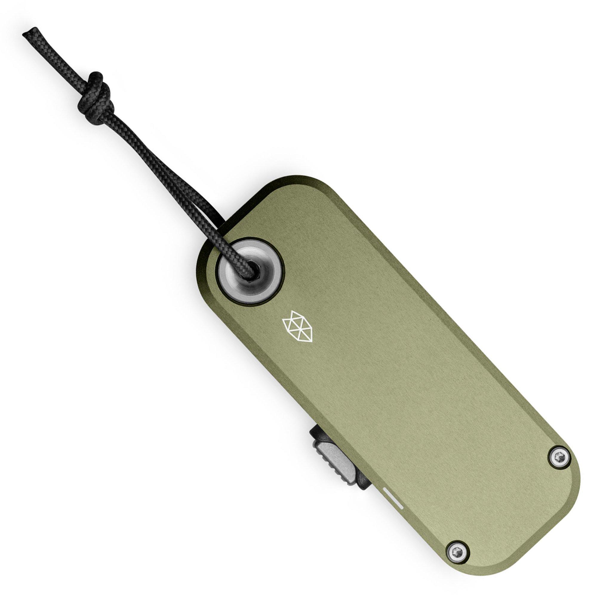 The James Brand The Palmer, OD Green Aluminum, Black Lanyard KN121179-00 utility knife