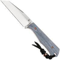 Image for Jack Wolf Collusion COLLU-01-BLU-LIN-MIC Satin S90V, Blue Linen Micarta, fixed knife, Jakeb Creates design