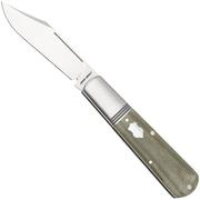 Jack Wolf Gateway Barlow GW-BAR-01-CAN-MIC-GRN Satin 14C28N, Green Canvas Micarta, pocket knife