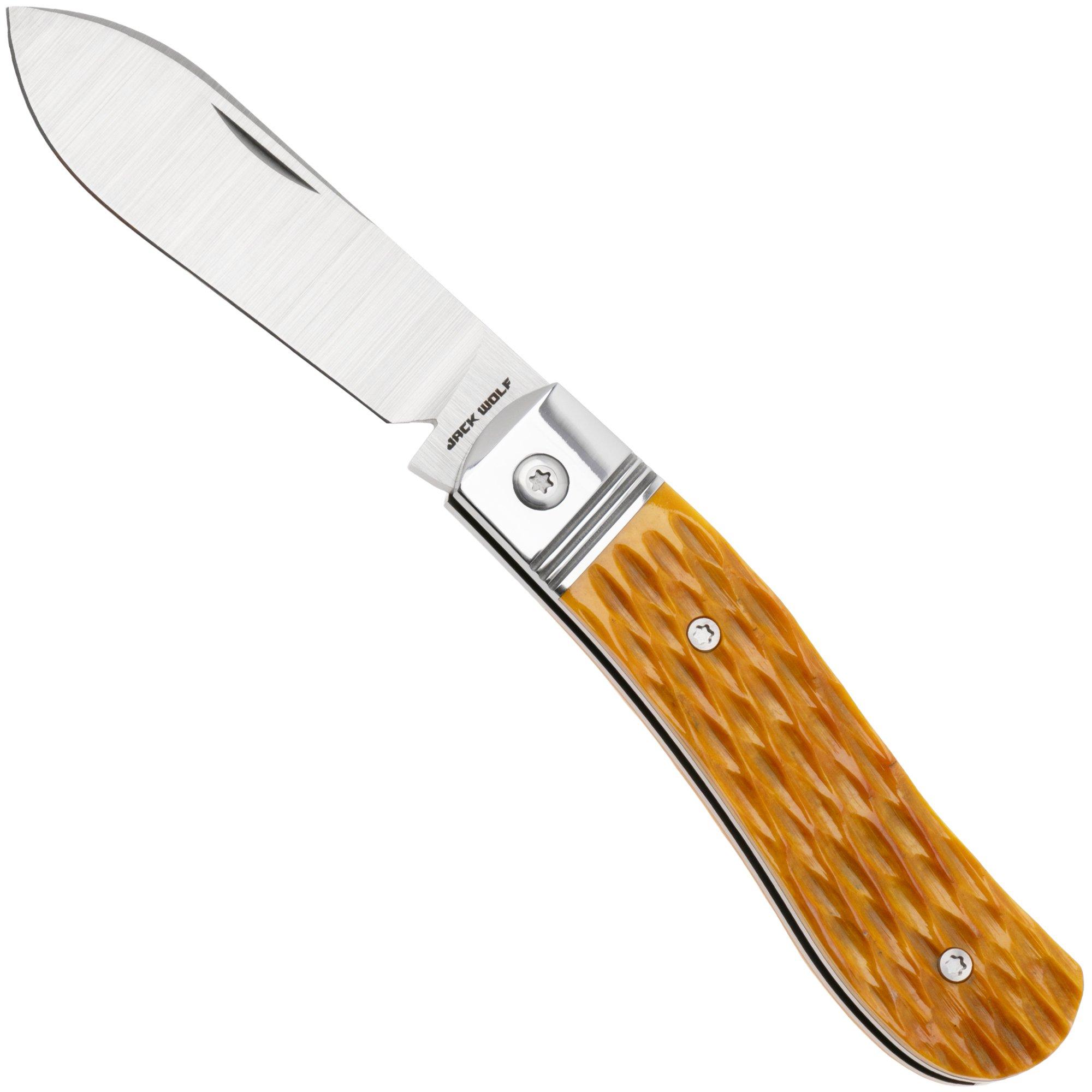 Scyzoryk Jack Wolf K9 Jack Steel Series K9-02-YLW-BNE-JIG Satin 154CM, Yellow Jigged Bone