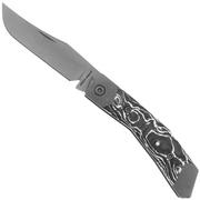 Jack Wolf Mini Cyborg MCYBORG-023-WH White Marble Carbon Fiber, slipjoint pocket knife