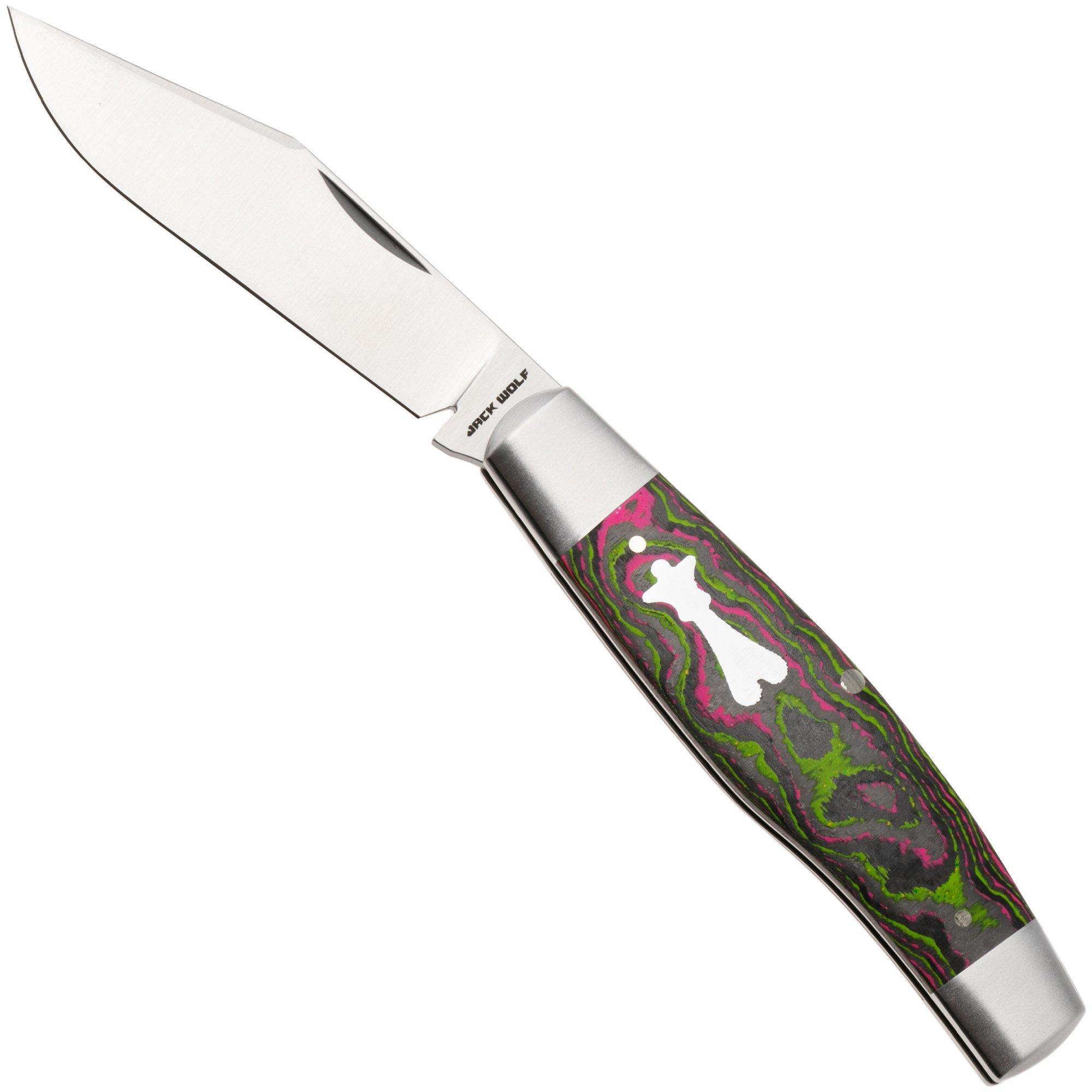 Jack Wolf Gateway Stockman STOCK-01-CC-WAT-SUG Satin Sandvik 14C28N, CamoCarbon Watermelon Sugar, couteau de poche