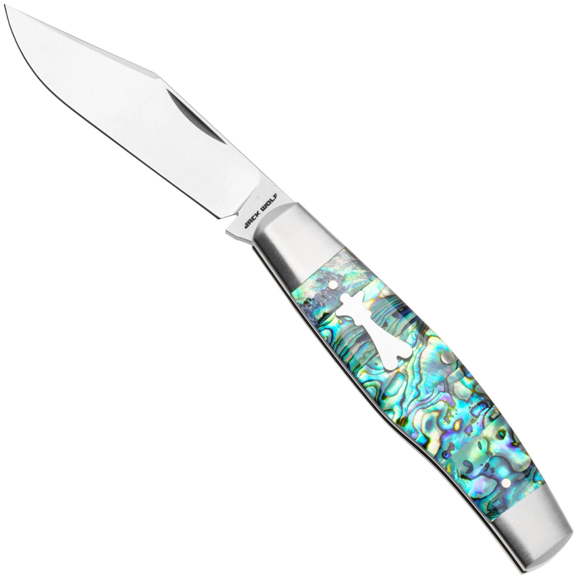 Jack Wolf Gateway Stockman STOCK-01-ABALONE Satin Sandvik 14C28N, Abalone, zakmes