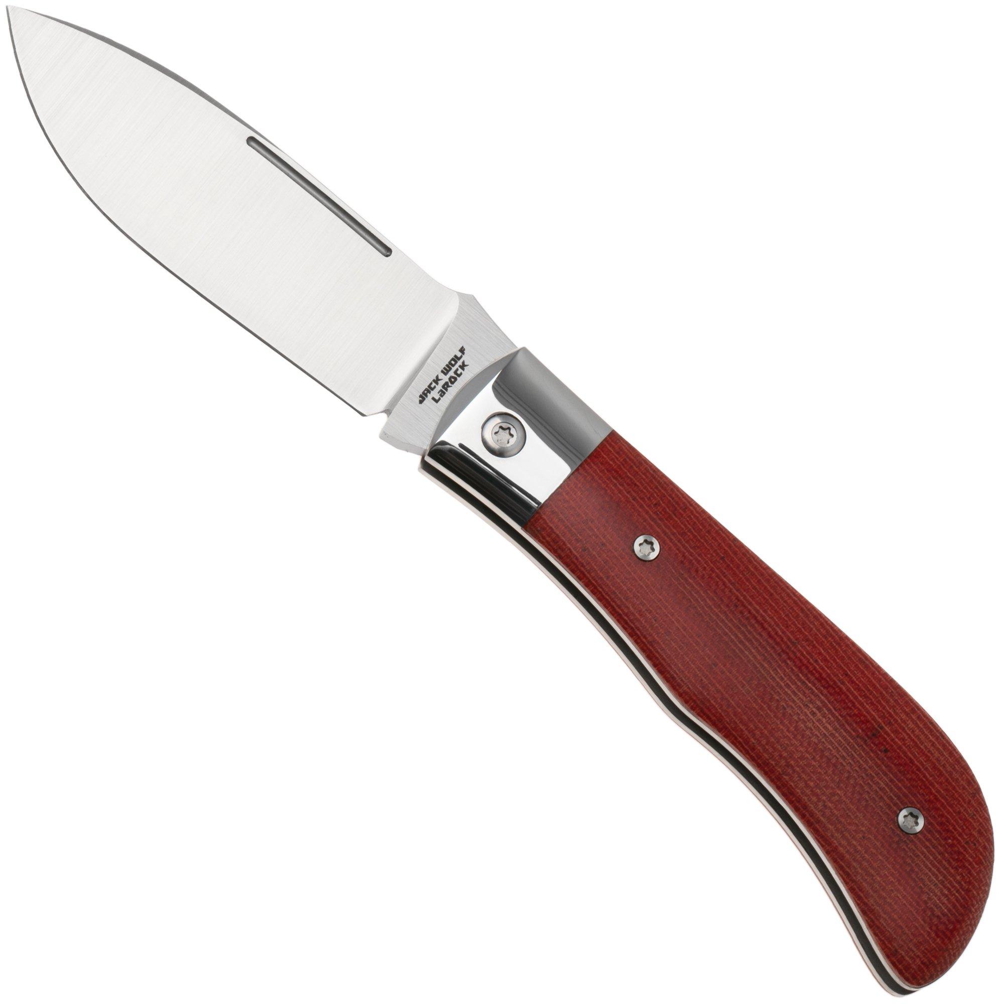 Jack Wolf Timber Jack Steel Series TIMBE-01-FIR-CAN-MIC Fire Canvas Micarta, slipjoint zakmes, Tracy LaRock design