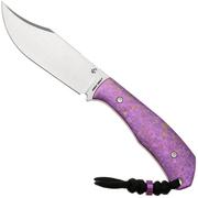Image for Jack Wolf Bordertown Bowie BORDE-01-TI-CRYS-P Belt Satin S90V, Titanium Crystalized Purple, fixed knife