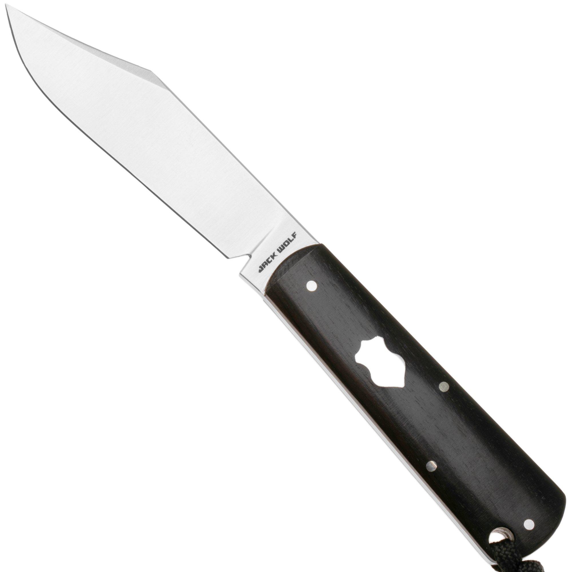 Jack Wolf Gateway FIXedc GATEW-FX-01-EBONY Satin Sandvik 14C28N, Ebony Wood, Fahrtenmesser