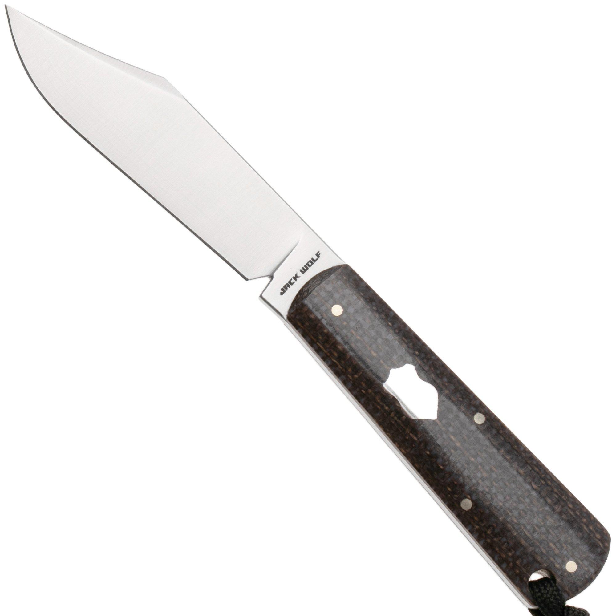 Jack Wolf Gateway FIXedc GATEW-FX-01-VIB-JUT-BIS Satin Sandvik 14C28N, Vibe Jute Bison Micarta, Fahrtenmesser