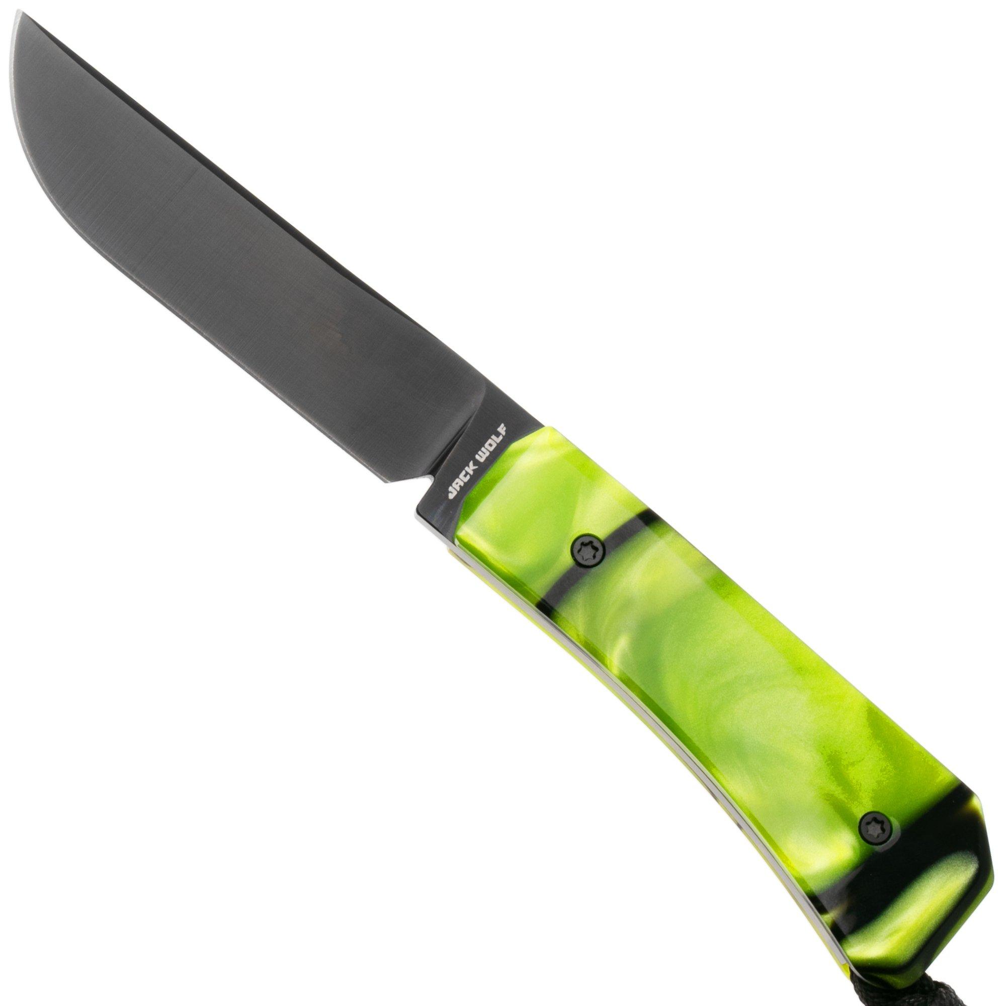 Jack Wolf Pioneer FIXedc PIONE-FX-01-KIR-TOX-GRN, DLC S90V, Kirinite Toxic Green, fixed knife