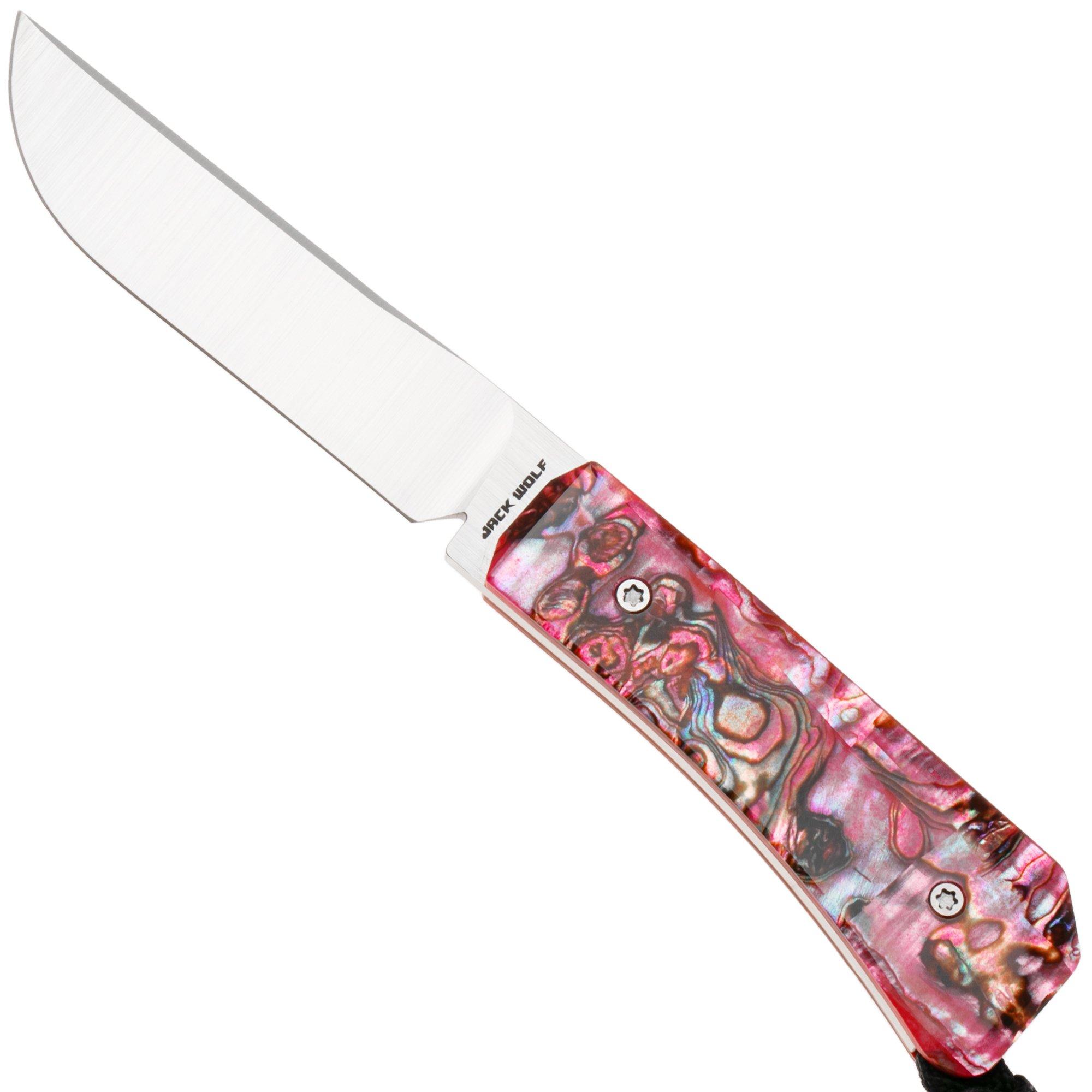 Jack Wolf Pioneer FIXedc PIONE-FX-01-RED-ABALONE, Satin S90V, Red Abalone, fixed knife