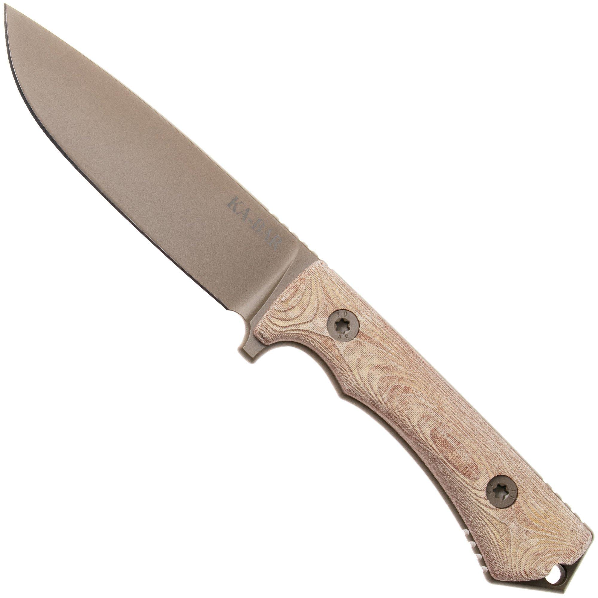 KA-BAR NX.01 Flat Dark Earth Cerakote, Brown Natural Textite, fixed-blade survival knife