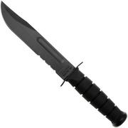 KA-BAR 1212 parcialmente serrilhada, faca fixa, bainha de couro