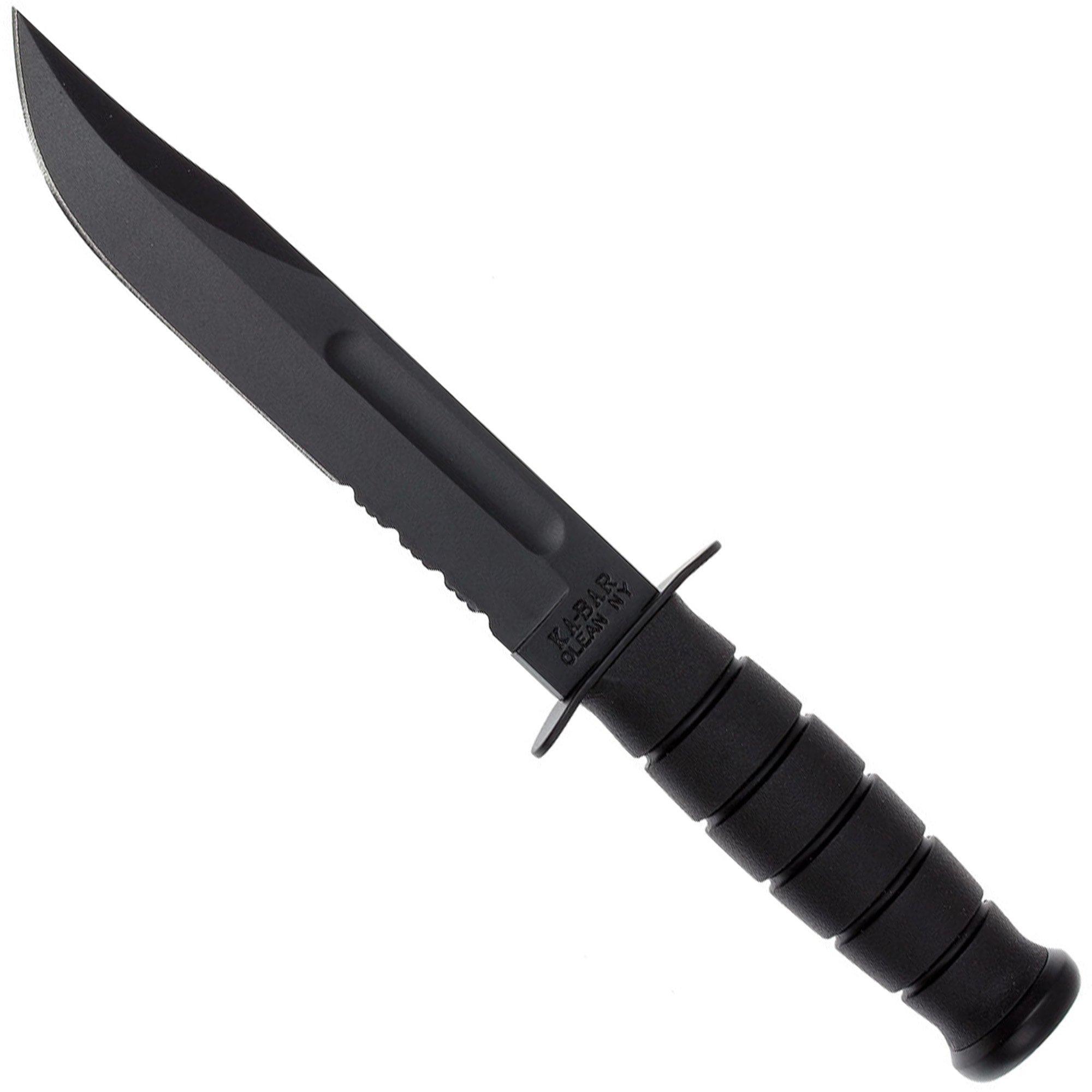 KA-BAR USMC 1214 partly serrated, Kraton, kydex sheath